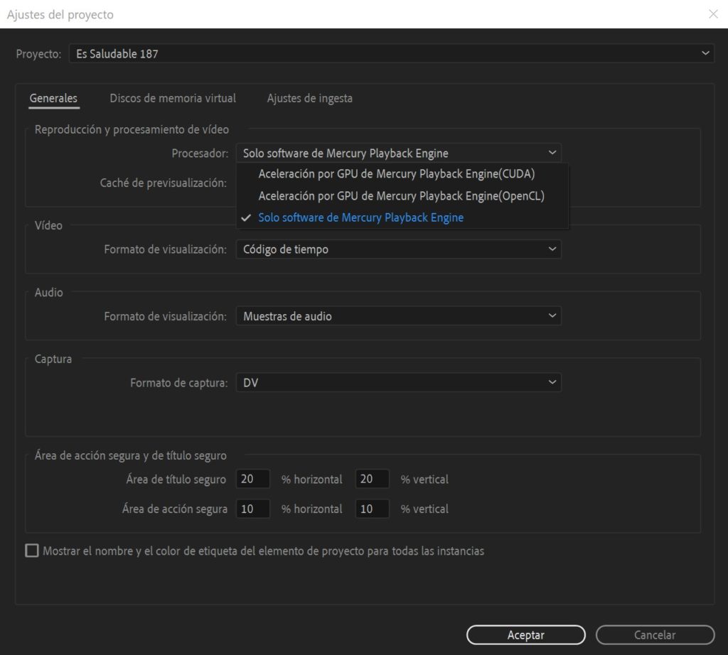 Premiere pro настройки проекта